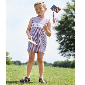 NWT Edgehill Collection Little Boys Sleeveless American Flag Jon Jon Sz 3T
